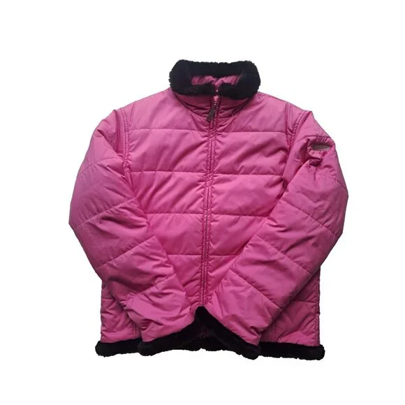Spyder Women's Midweight Pink Jacket with Black Fur Trim Size 10 - Picture 1 of 11
